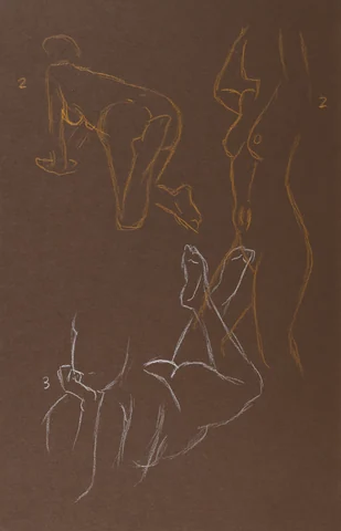 Gesture sheet, 3 poses by Riley Adamson