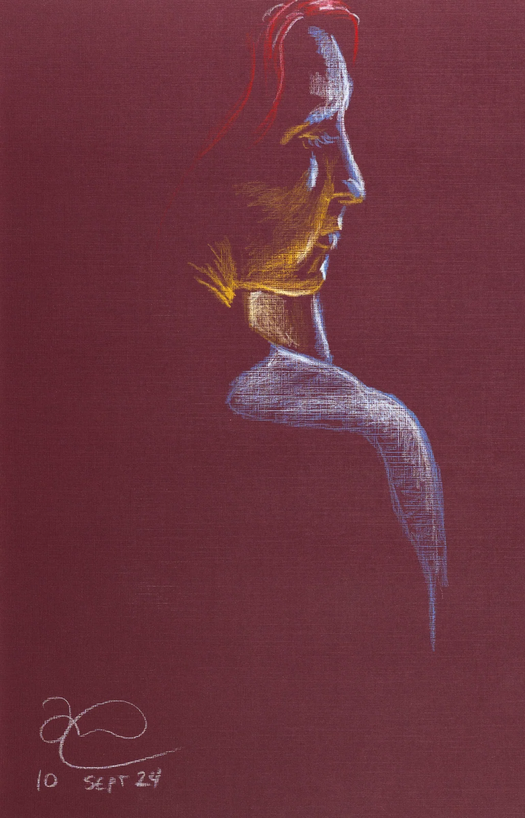 Seated figure, side view by Riley Adamson