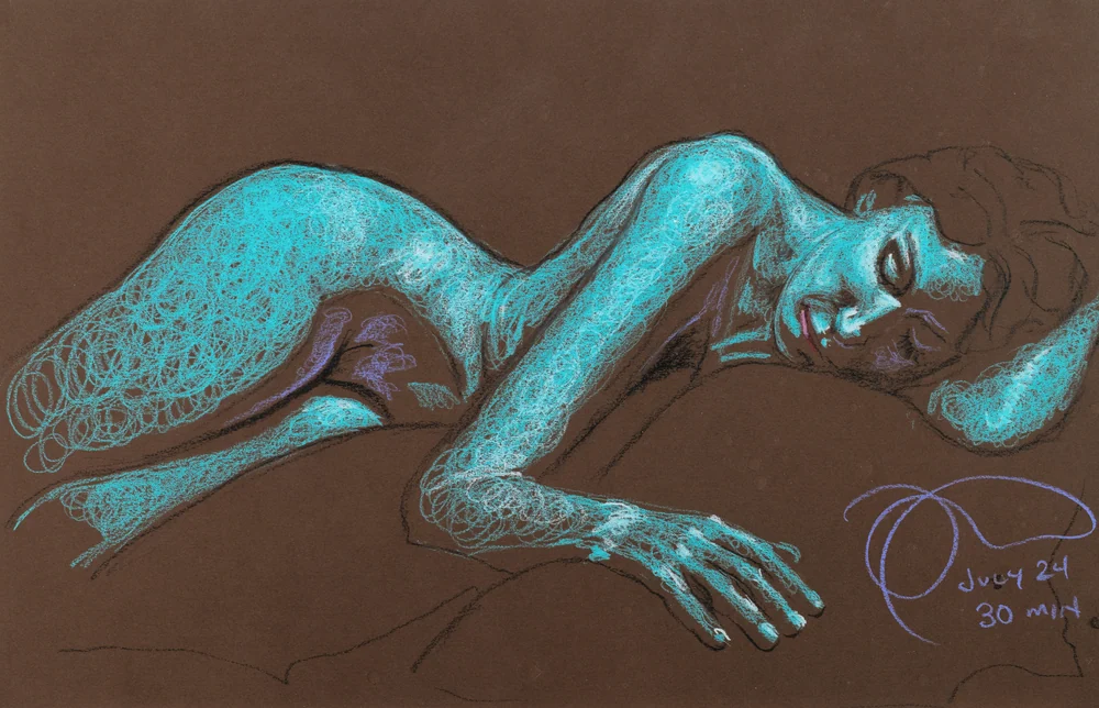 Crouching figure, side view by Riley Adamson