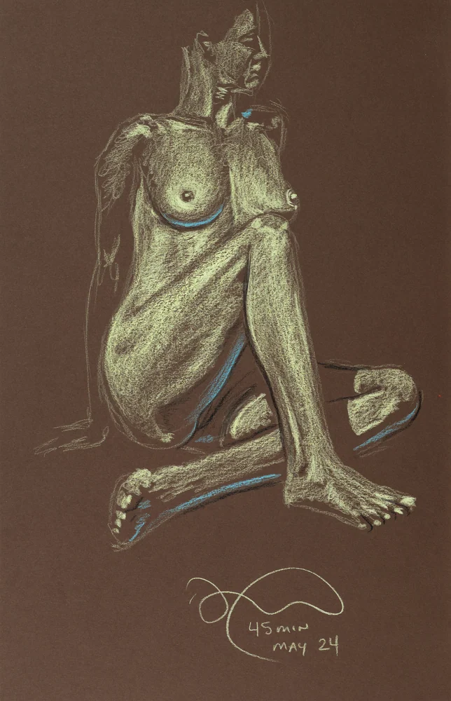 Seated figure, front view by Riley Adamson