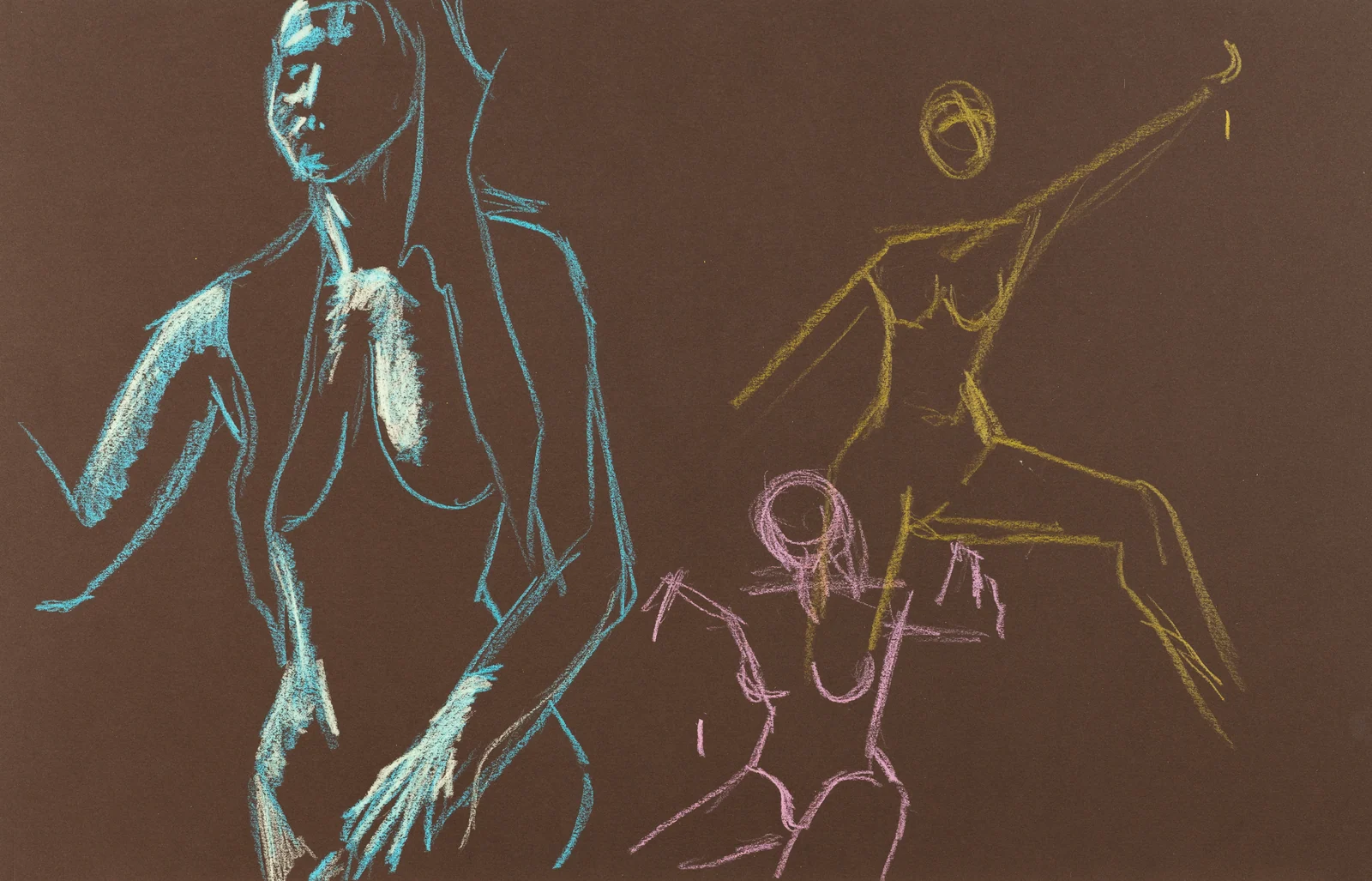 Gesture sheet, 3 poses by Riley Adamson