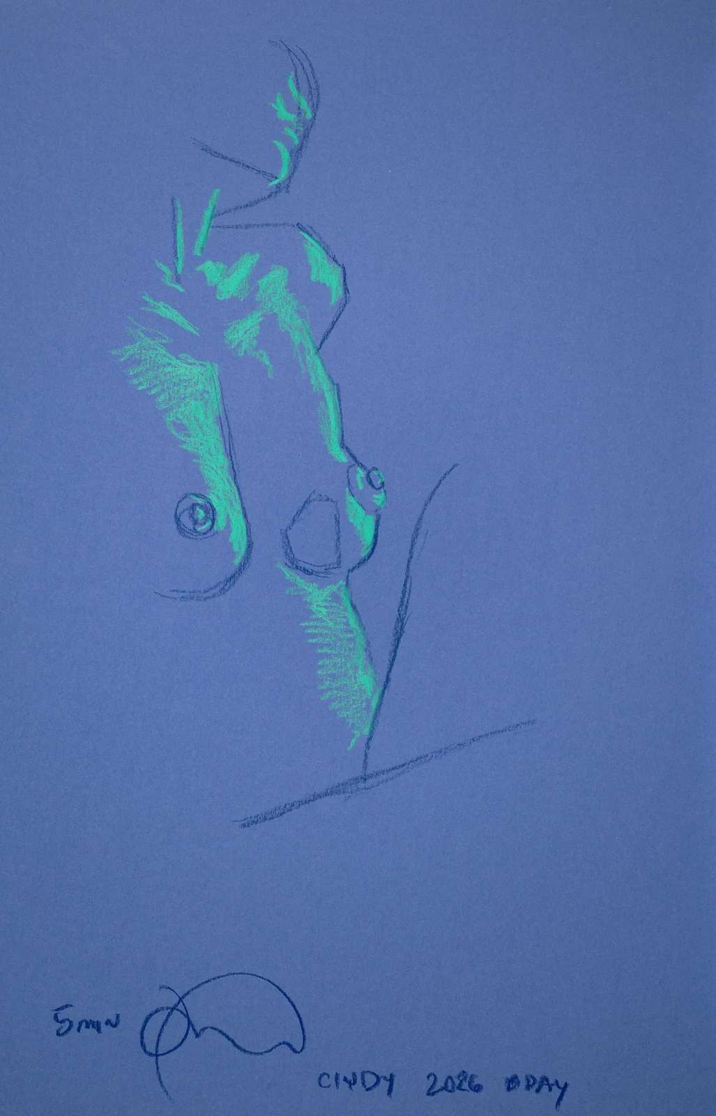 Figure drawing, side view by Riley Adamson