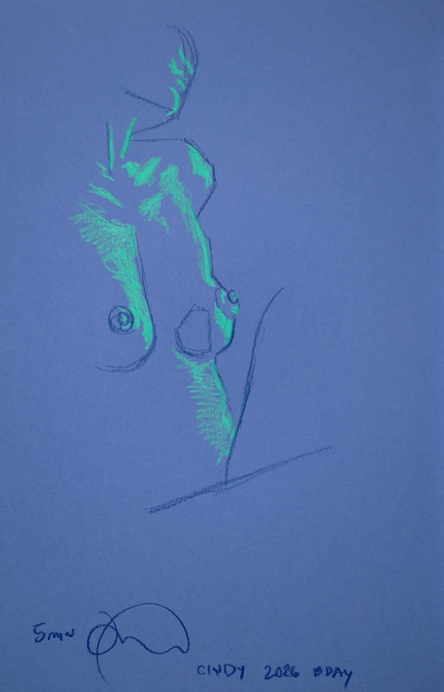 Figure drawing, side view by Riley Adamson