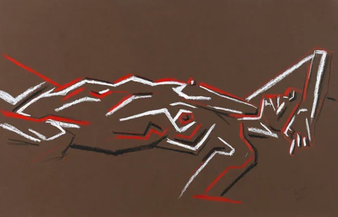 Lying-supine figure, side view