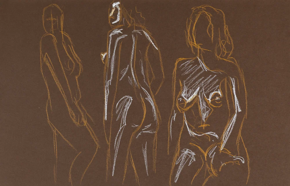 Gesture sheet, 3 poses by Riley Adamson