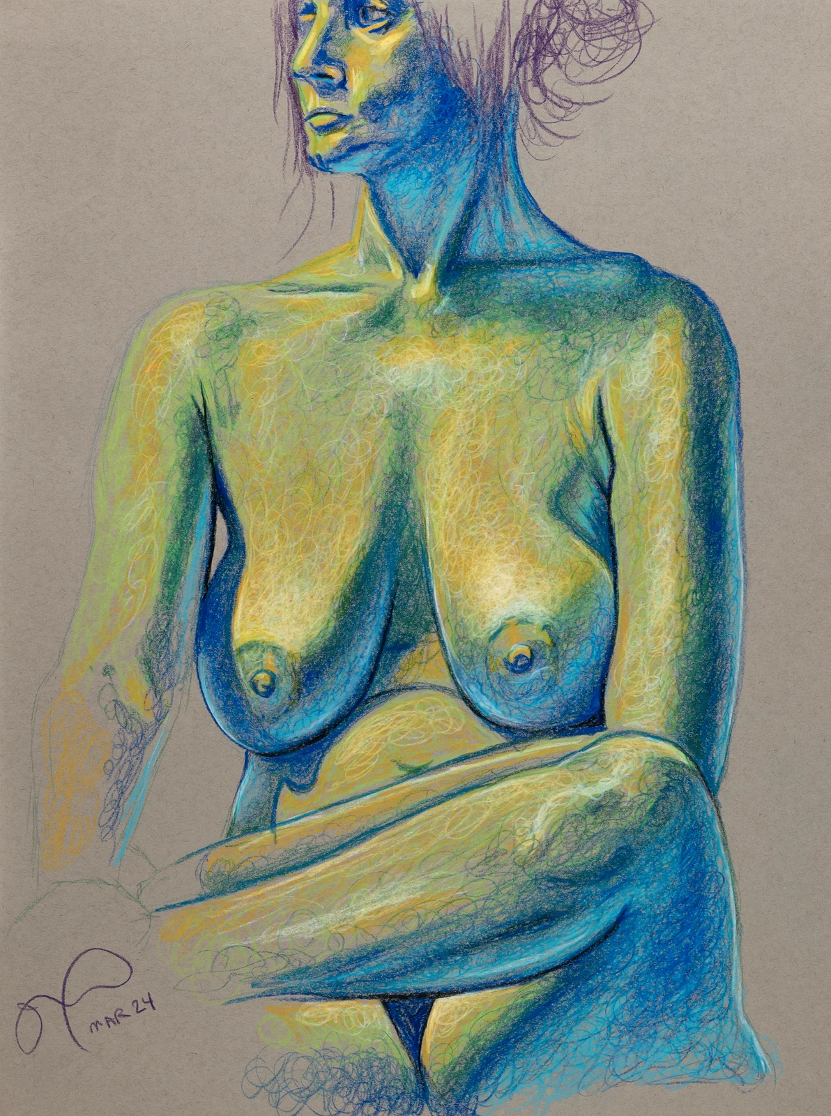 Seated figure, front view by Riley Adamson