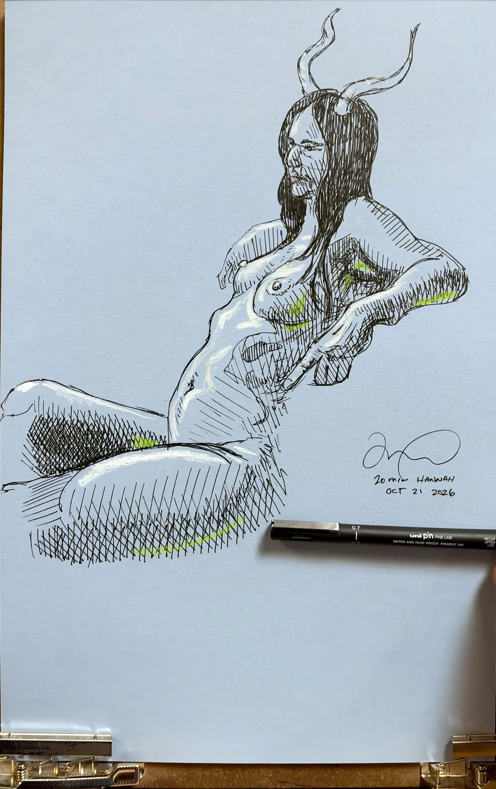 Seated figure, front view by Riley Adamson
