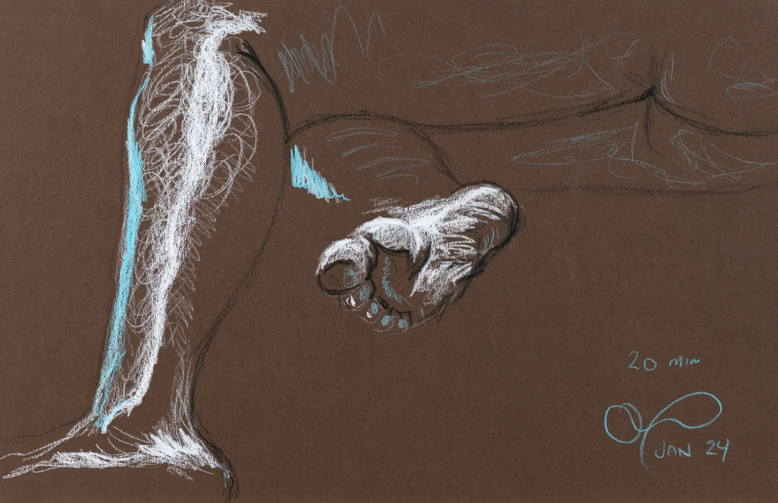 Figure drawing, side view by Riley Adamson