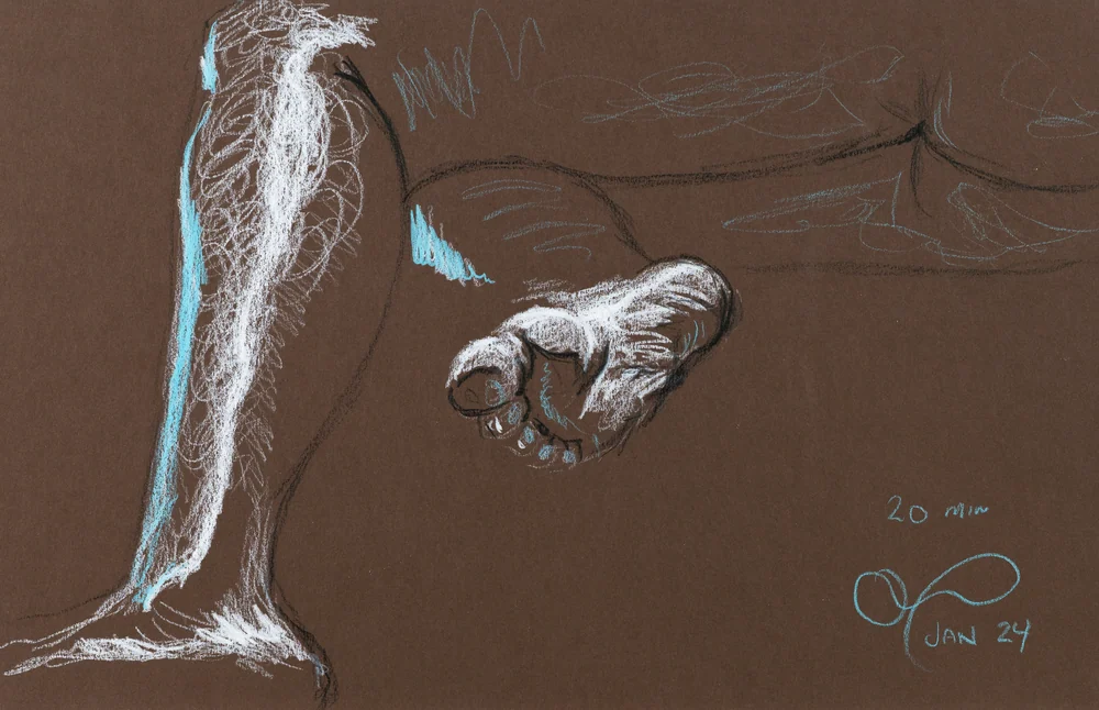 Figure drawing, side view by Riley Adamson