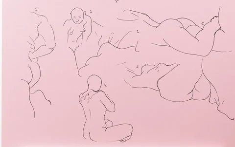 Gesture sheet, 5 poses by Riley Adamson