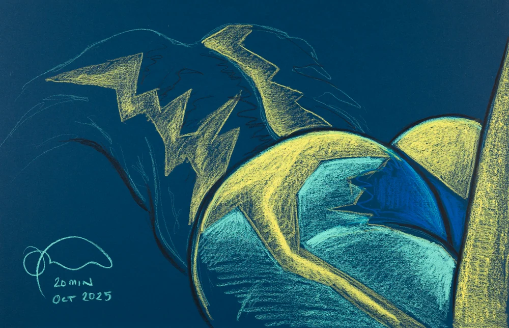 Figure drawing, from-below view by Riley Adamson