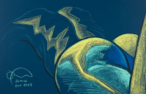 Figure drawing, from-below view
