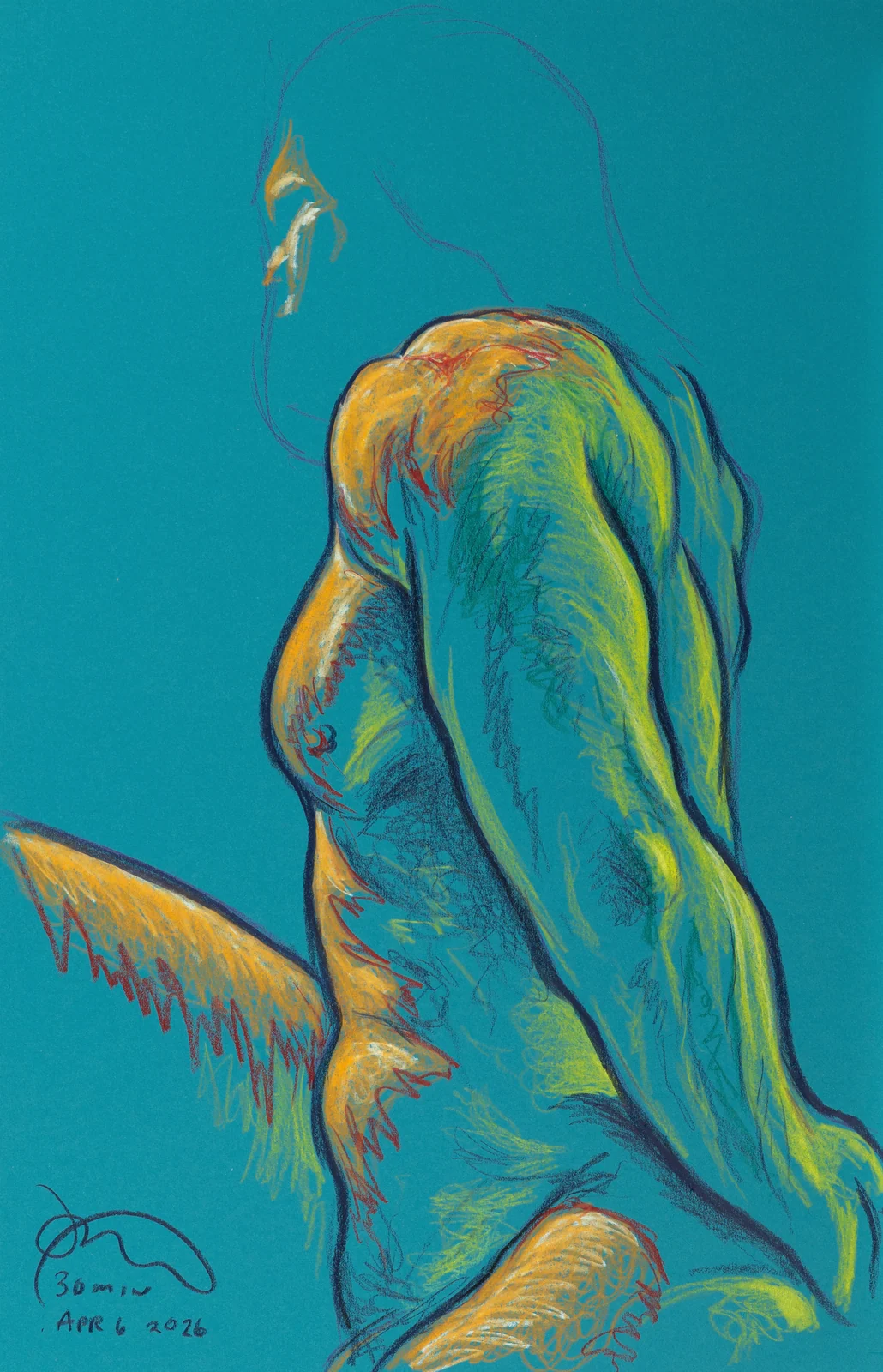 Seated figure, back view by Riley Adamson