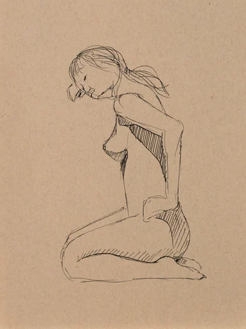 Kneeling figure, side view by Riley Adamson