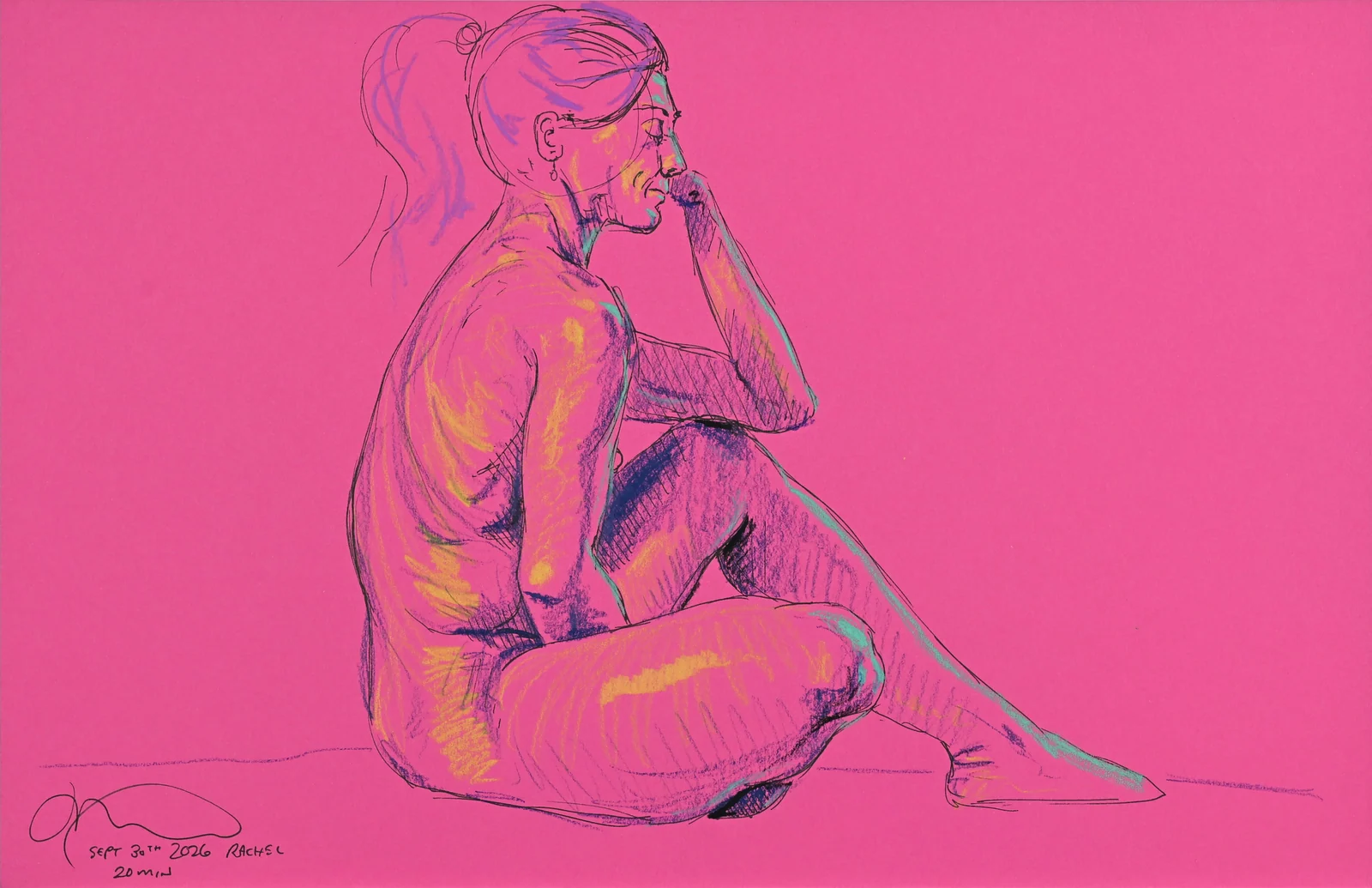Seated figure, side view by Riley Adamson