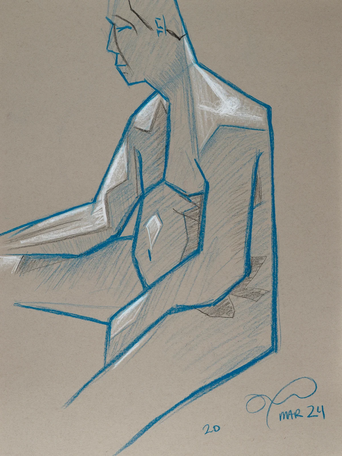 Seated figure, front view by Riley Adamson