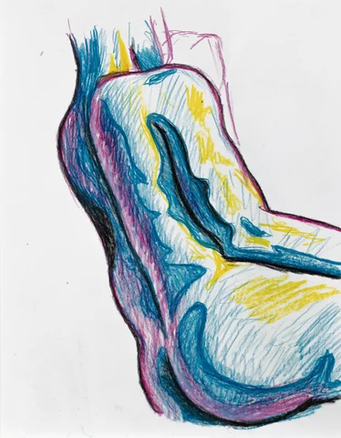 Seated figure, back view