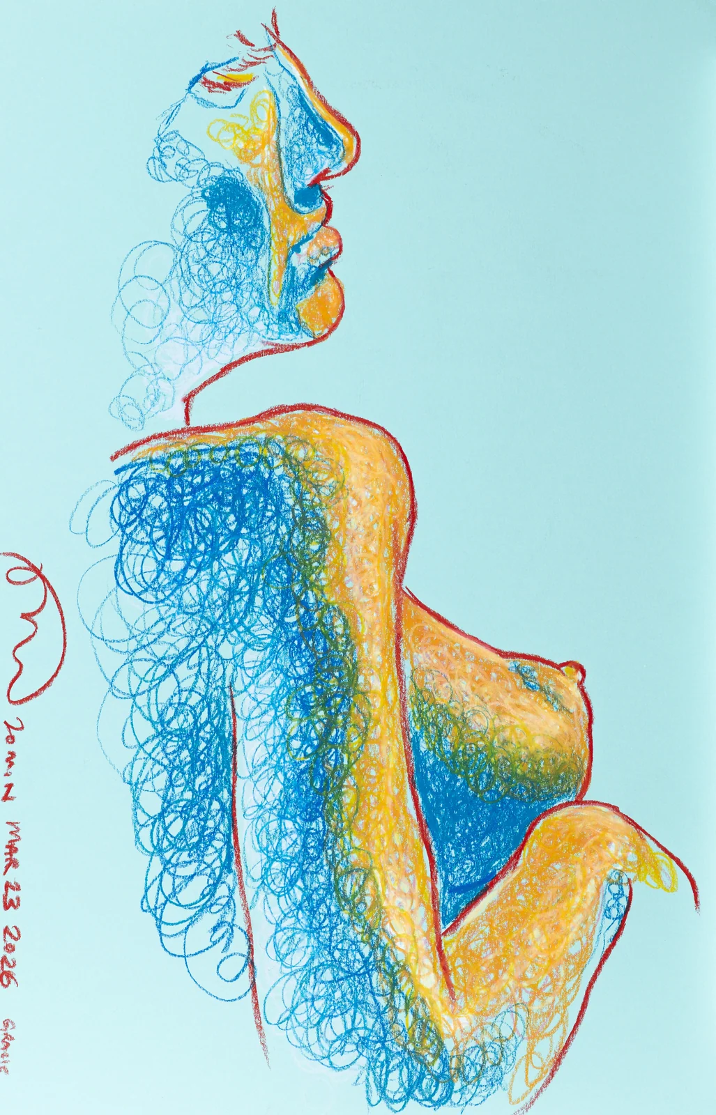 Seated figure, side view by Riley Adamson