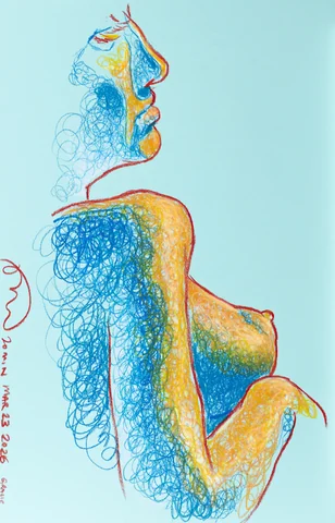 Seated figure, side view by Riley Adamson