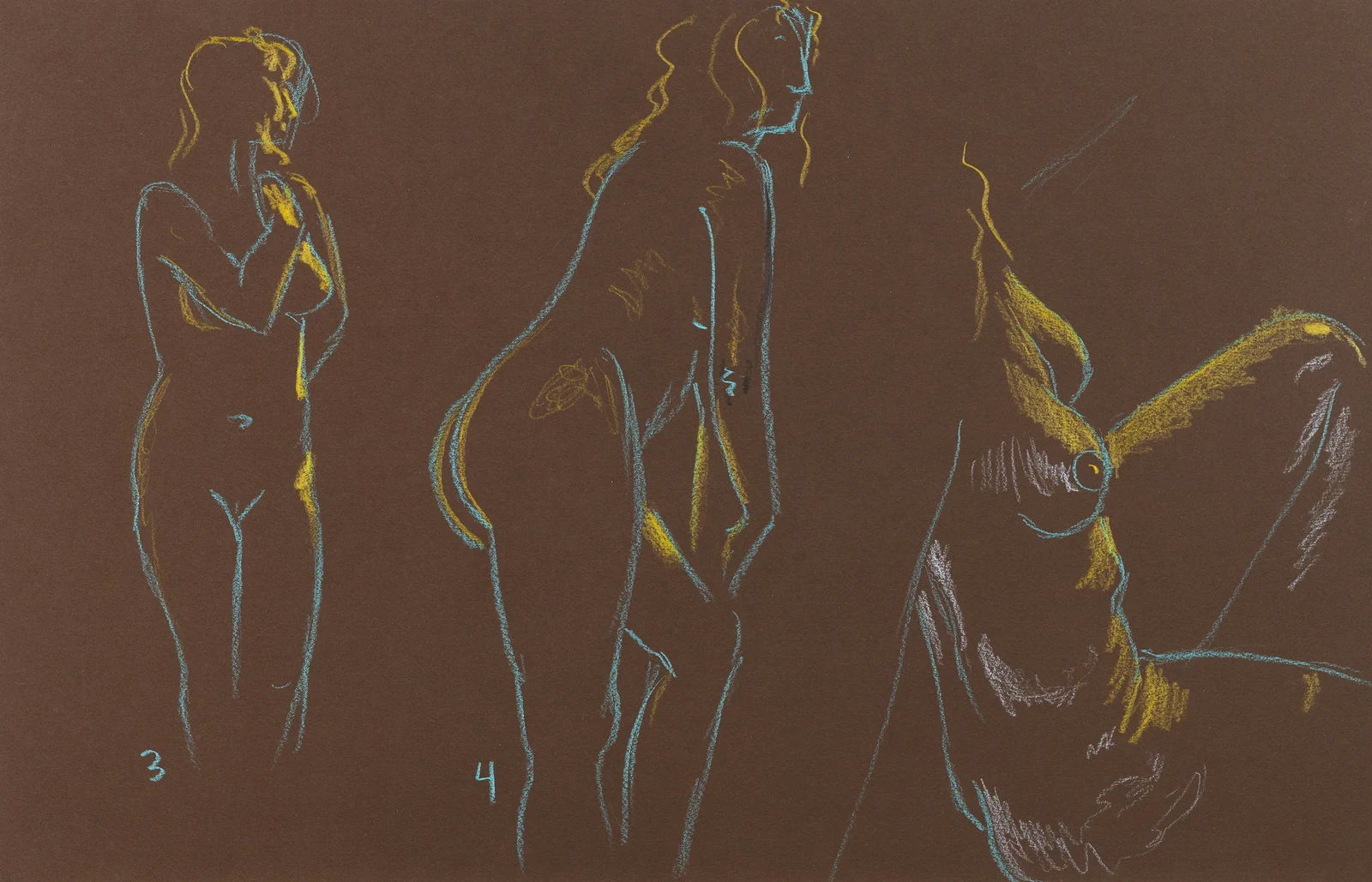 Gesture sheet, 3 poses by Riley Adamson