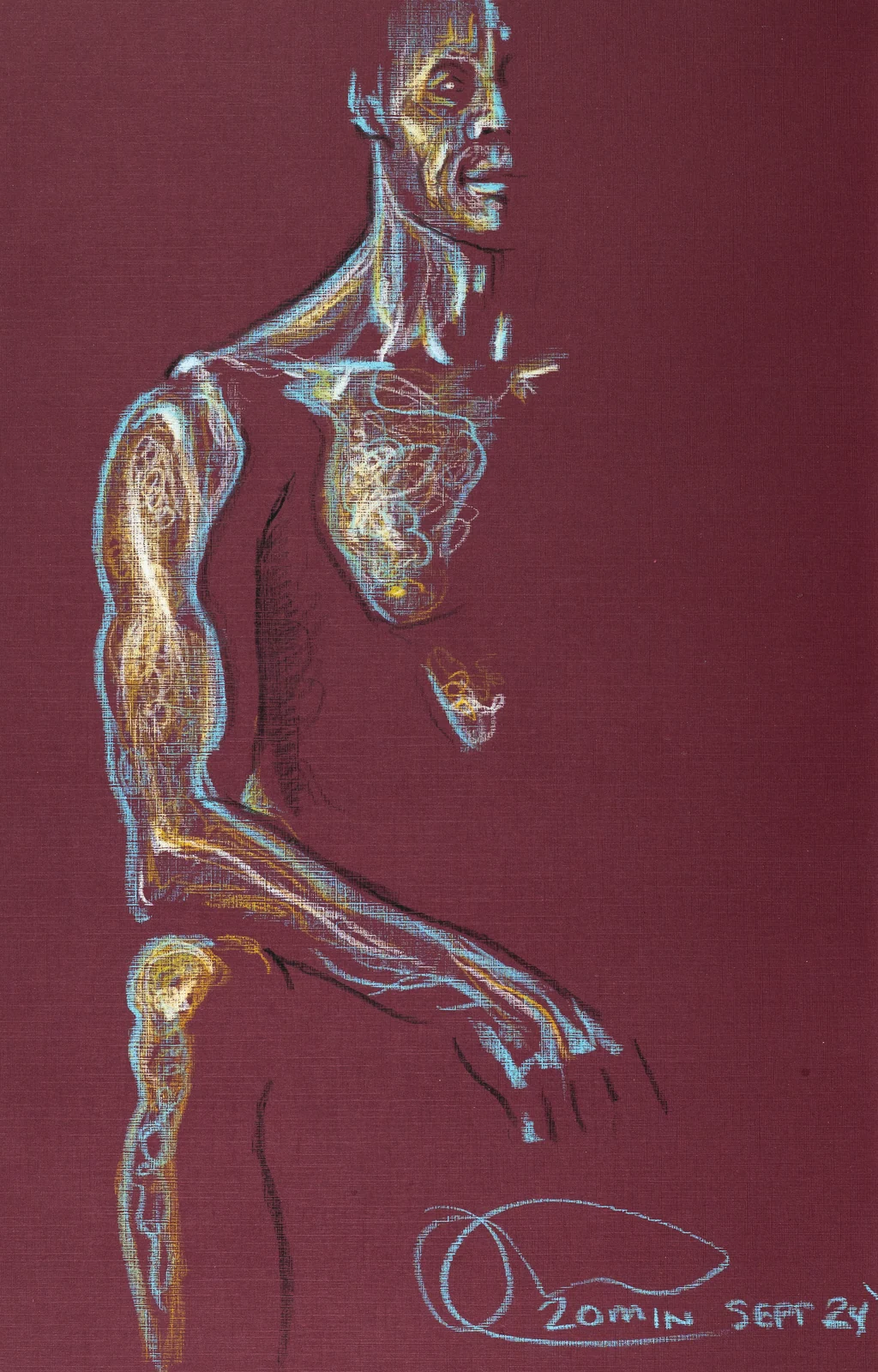 Seated figure, side view by Riley Adamson
