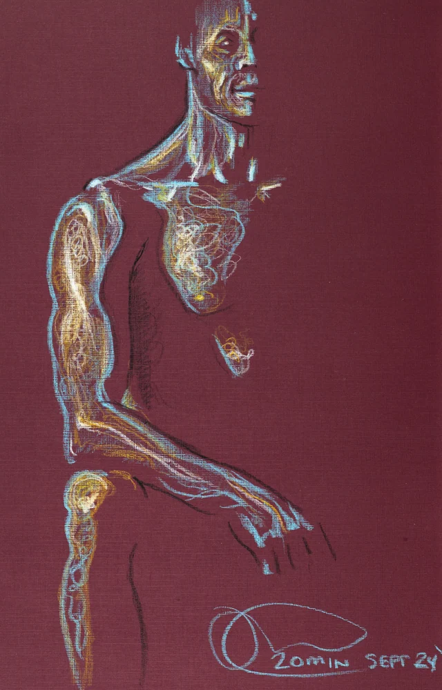 Seated figure, side view by Riley Adamson