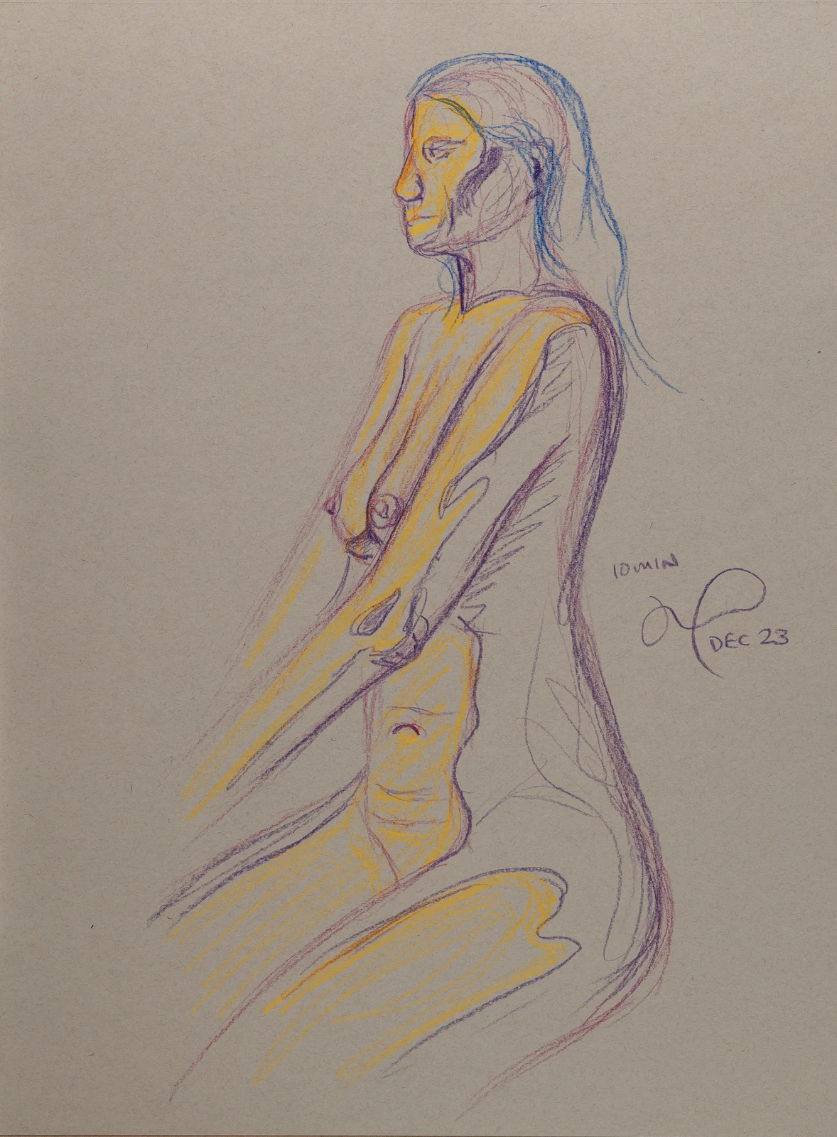 Seated figure, side view by Riley Adamson