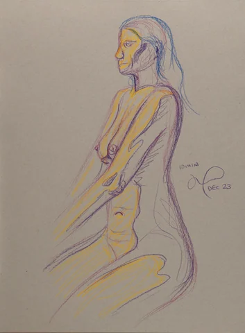 Seated figure, side view by Riley Adamson