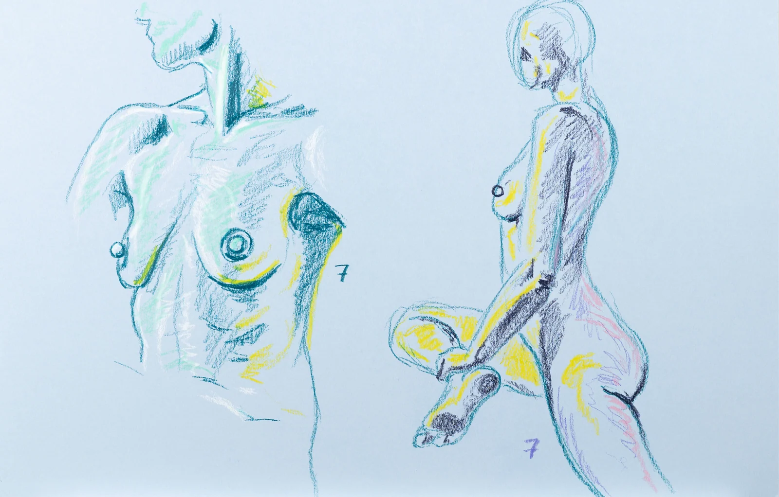 Gesture sheet, 2 poses by Riley Adamson