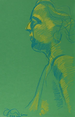 Seated figure, side view by Riley Adamson