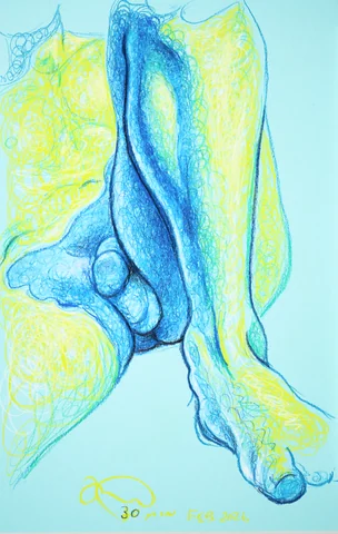 Seated figure, from-below view by Riley Adamson