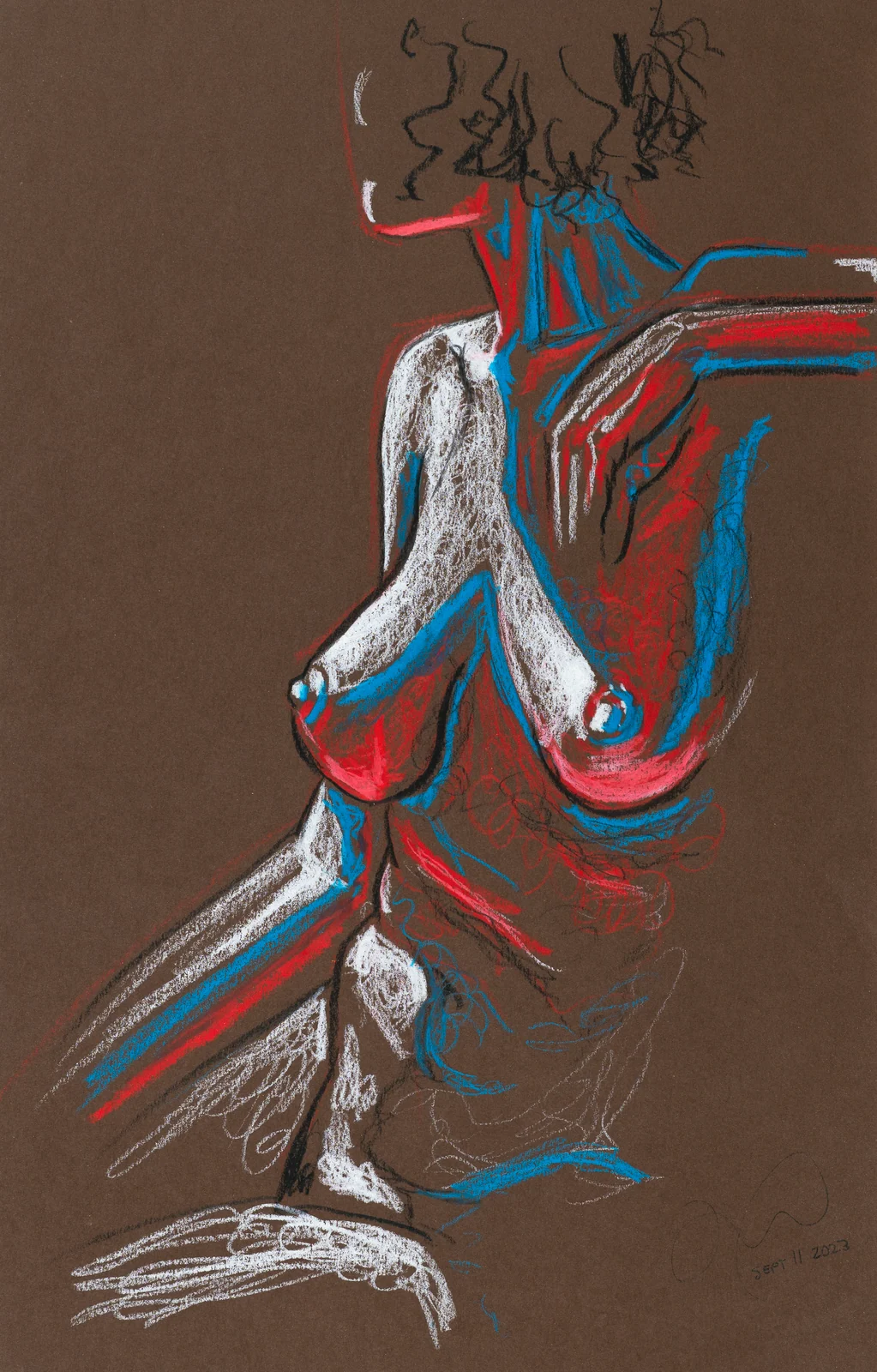 Seated figure, front view by Riley Adamson