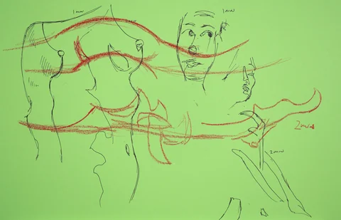Gesture sheet, 4 poses by Riley Adamson