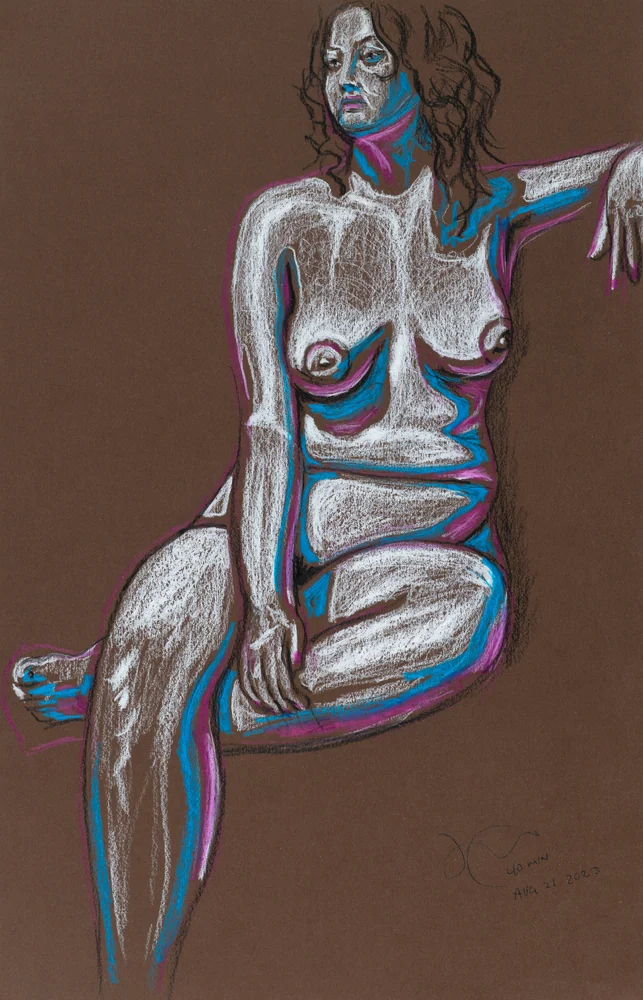 Seated figure, front view by Riley Adamson