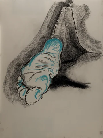 Figure drawing, from-below view by Riley Adamson