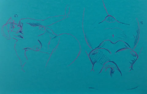 Gesture sheet, 2 poses by Riley Adamson