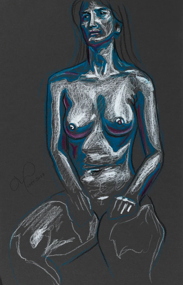 Seated figure, front view by Riley Adamson