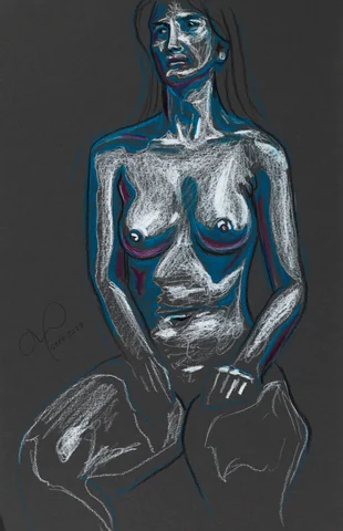 Seated figure, front view by Riley Adamson