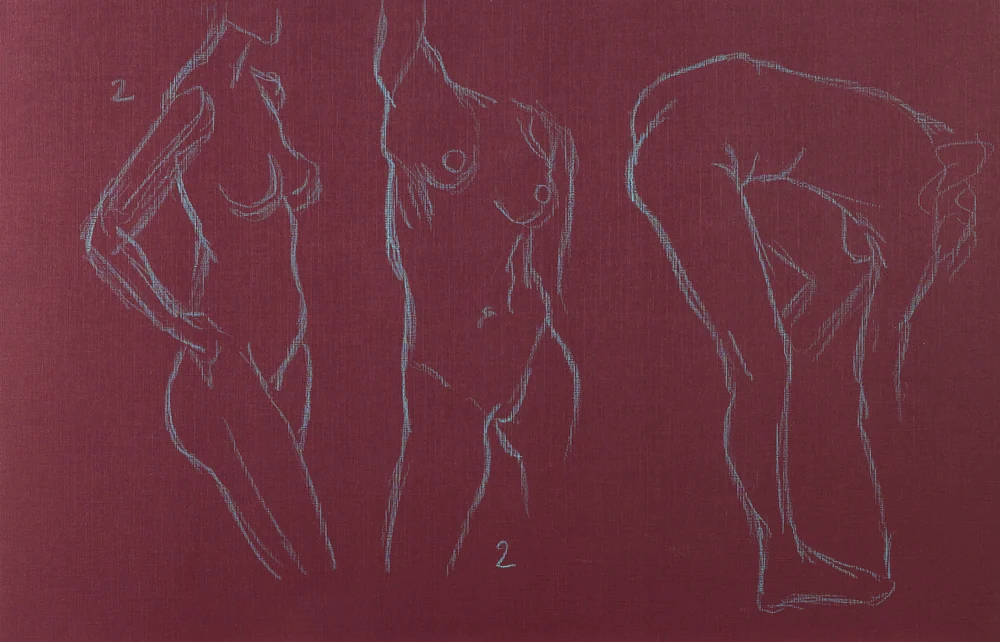 Gesture sheet, 3 poses by Riley Adamson