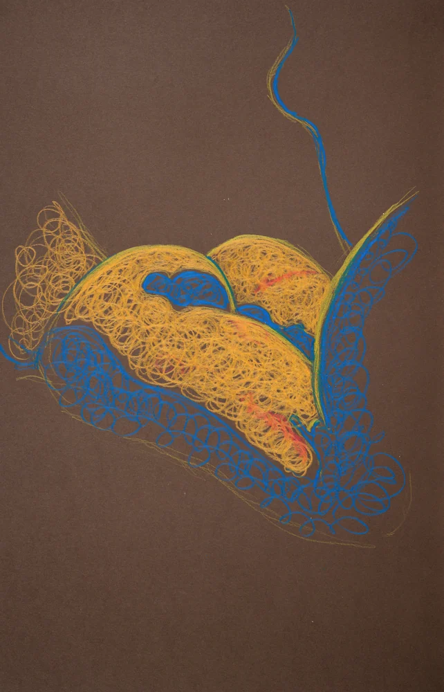Lying-prone figure, from-below view by Riley Adamson