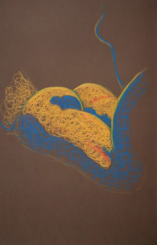 Lying-prone figure, from-below view by Riley Adamson