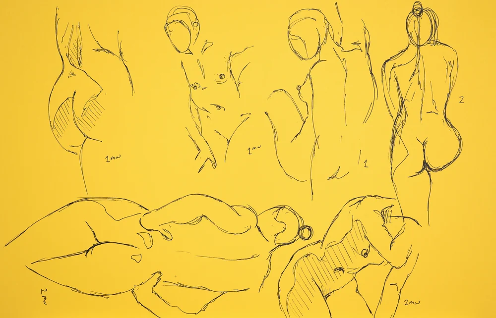 Gesture sheet, 6 poses by Riley Adamson
