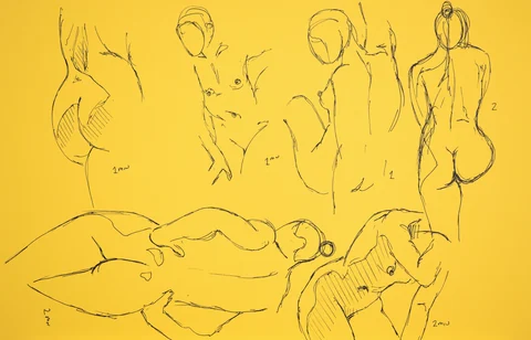 Gesture sheet, 6 poses by Riley Adamson
