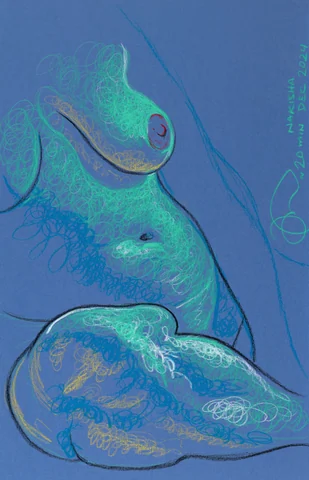 Seated figure, side view by Riley Adamson