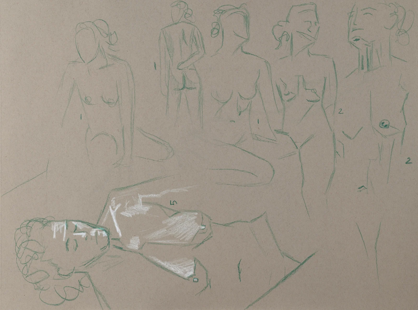 Gesture sheet, 6 poses by Riley Adamson