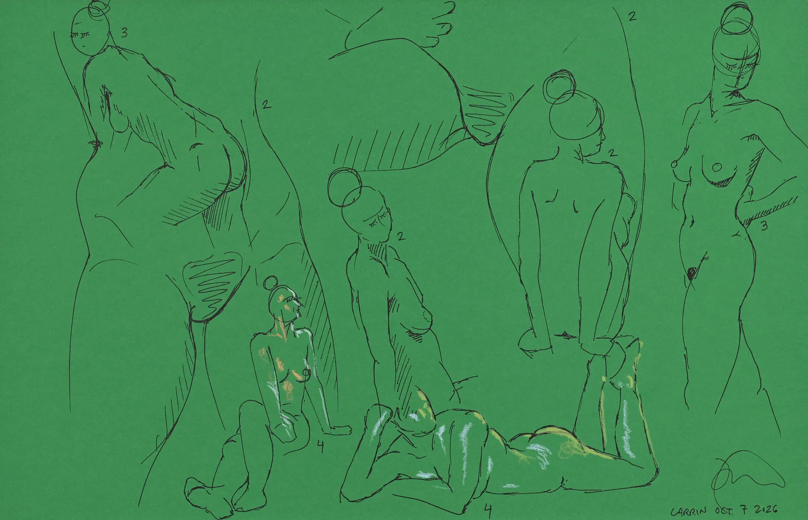 Gesture sheet, 8 poses by Riley Adamson