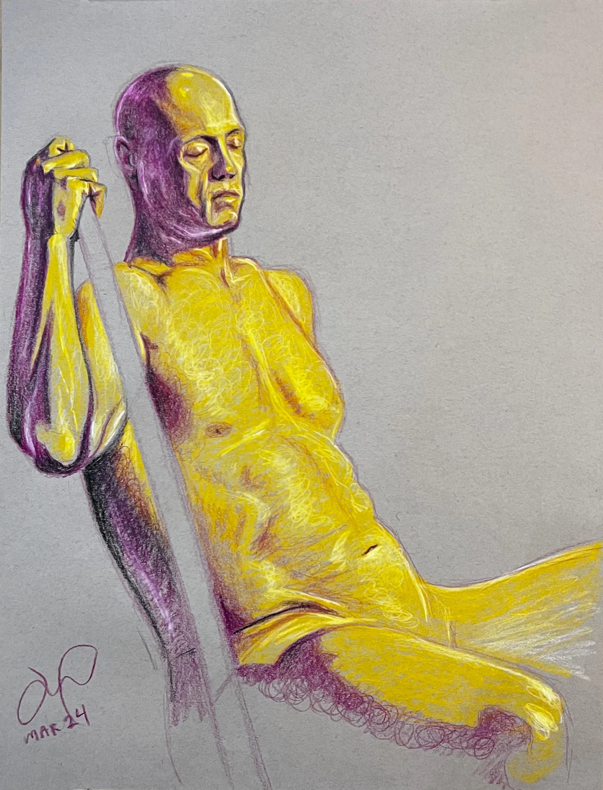 Seated figure, front view by Riley Adamson