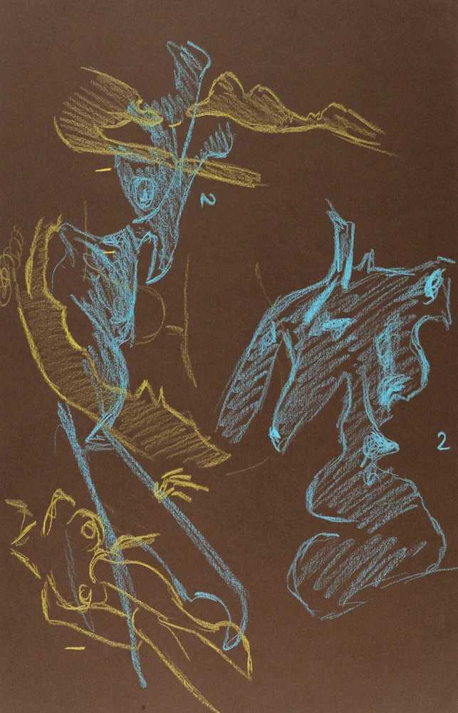 Gesture sheet, 3 poses by Riley Adamson