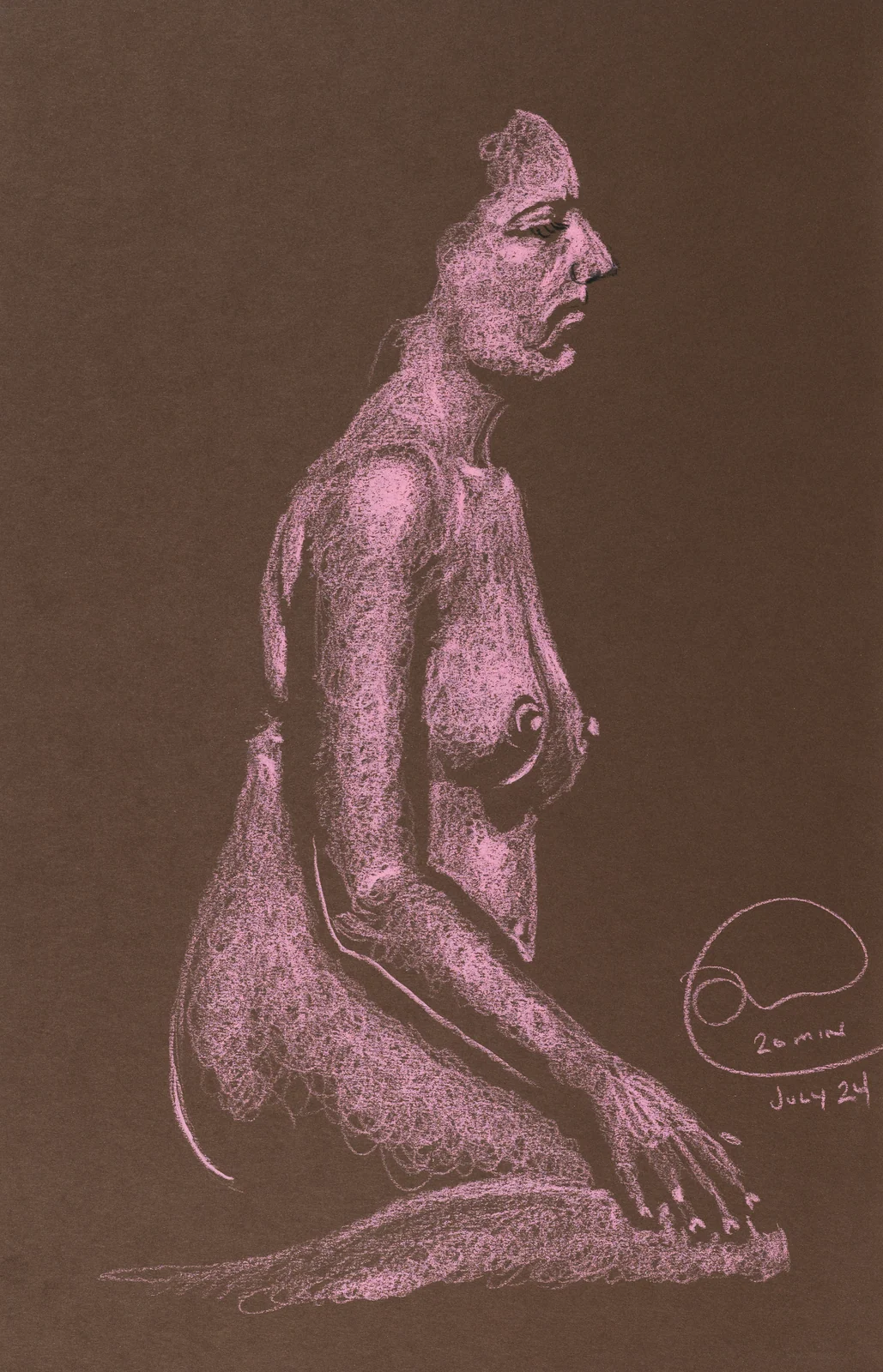 Seated figure, side view by Riley Adamson