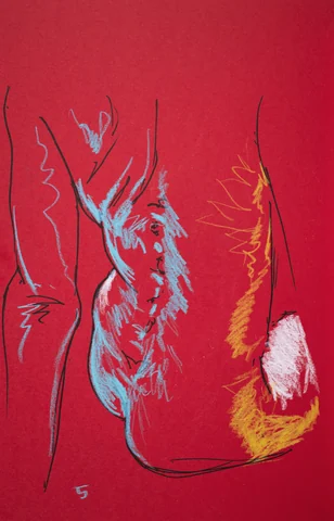 Seated figure, side view by Riley Adamson